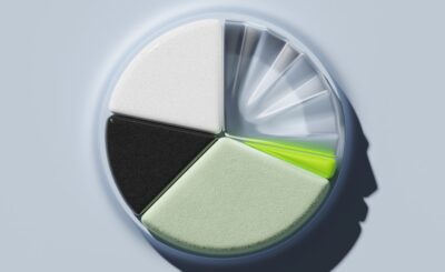 abstract representation of a segmented circular object with varying colors and textures
